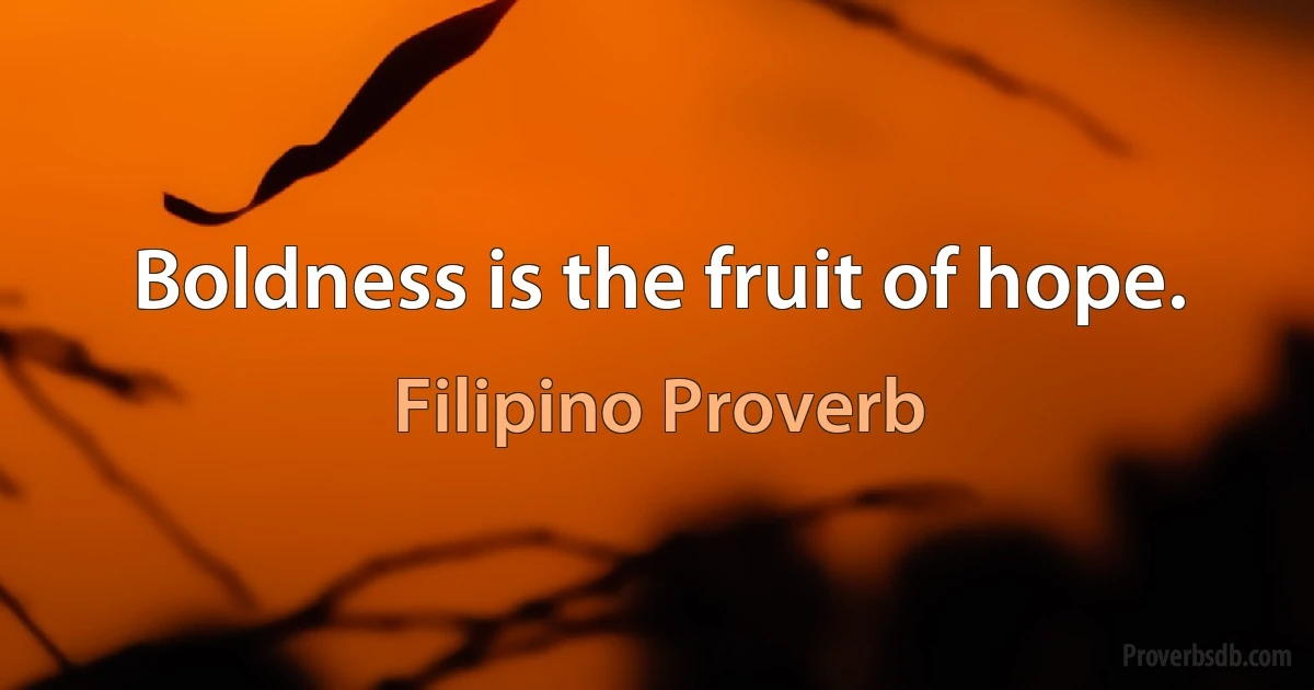 Boldness is the fruit of hope. (Filipino Proverb)