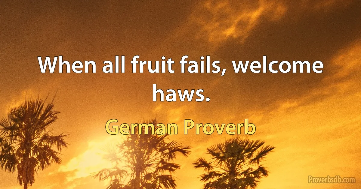 When all fruit fails, welcome haws. (German Proverb)