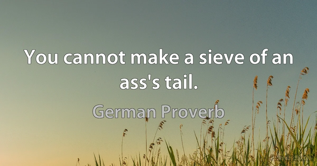 You cannot make a sieve of an ass's tail. (German Proverb)