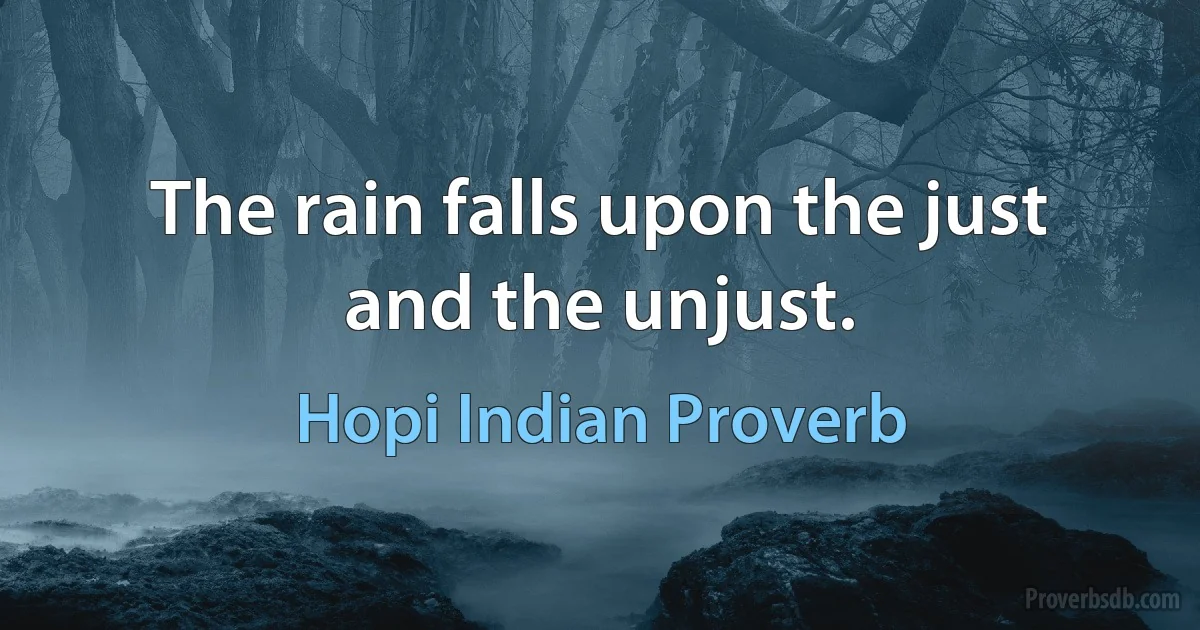 The rain falls upon the just and the unjust. (Hopi Indian Proverb)