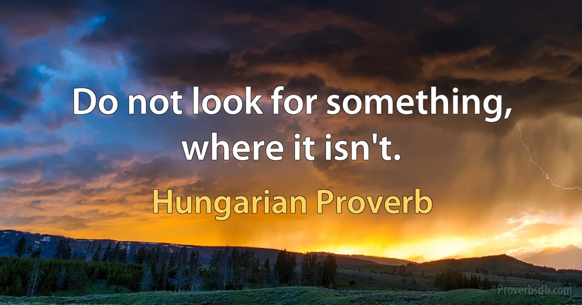 Do not look for something, where it isn't. (Hungarian Proverb)