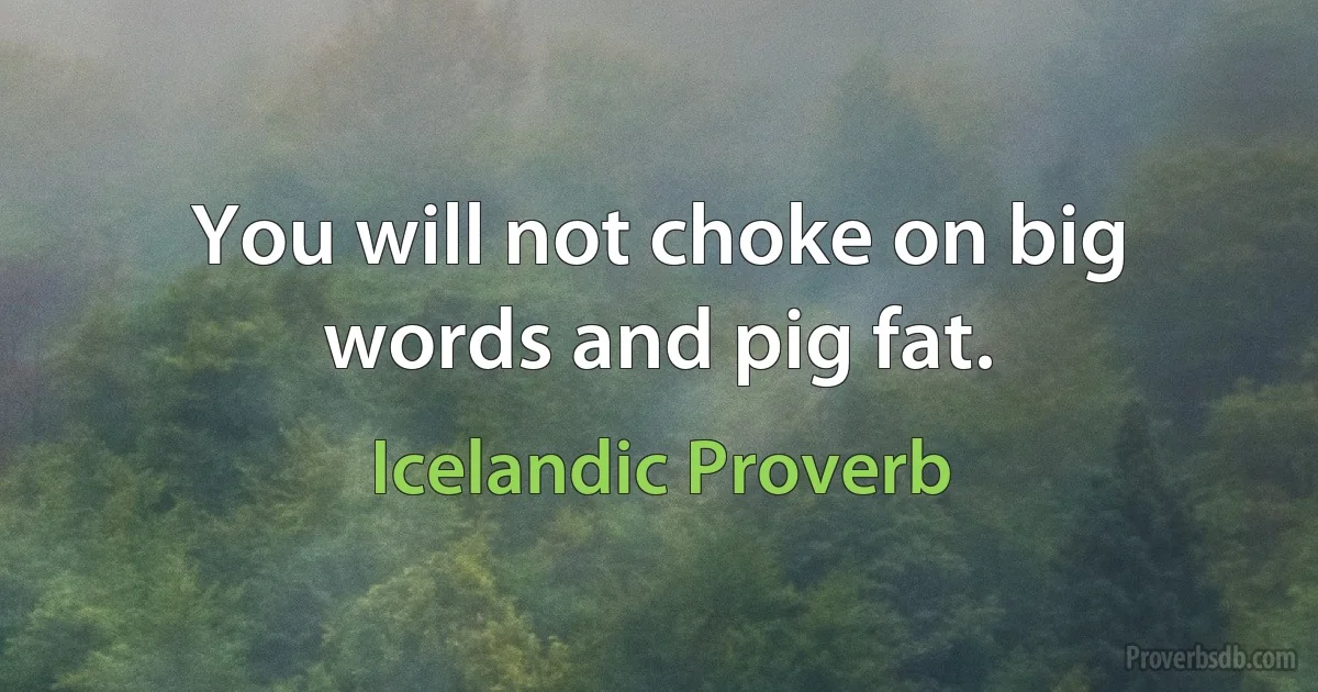 You will not choke on big words and pig fat. (Icelandic Proverb)