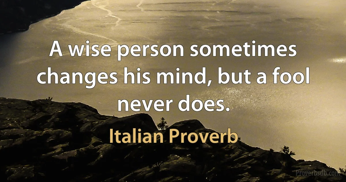 A wise person sometimes changes his mind, but a fool never does. (Italian Proverb)