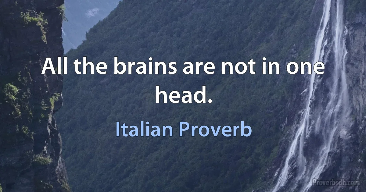 All the brains are not in one head. (Italian Proverb)