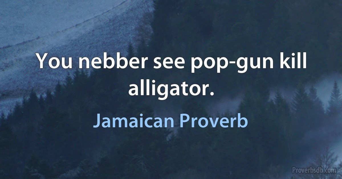 You nebber see pop-gun kill alligator. (Jamaican Proverb)