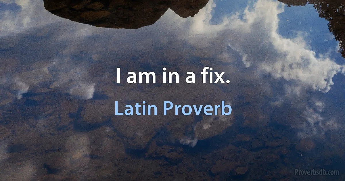 I am in a fix. (Latin Proverb)