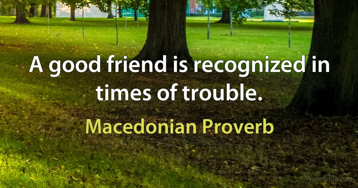 A good friend is recognized in times of trouble. (Macedonian Proverb)