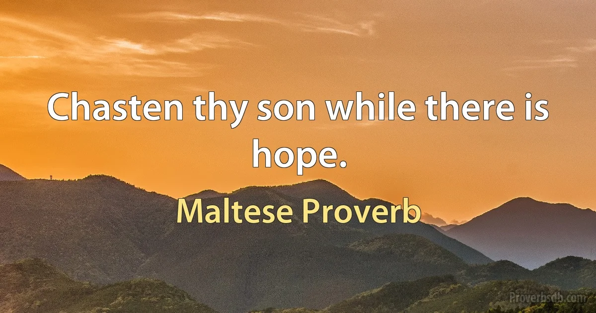 Chasten thy son while there is hope. (Maltese Proverb)