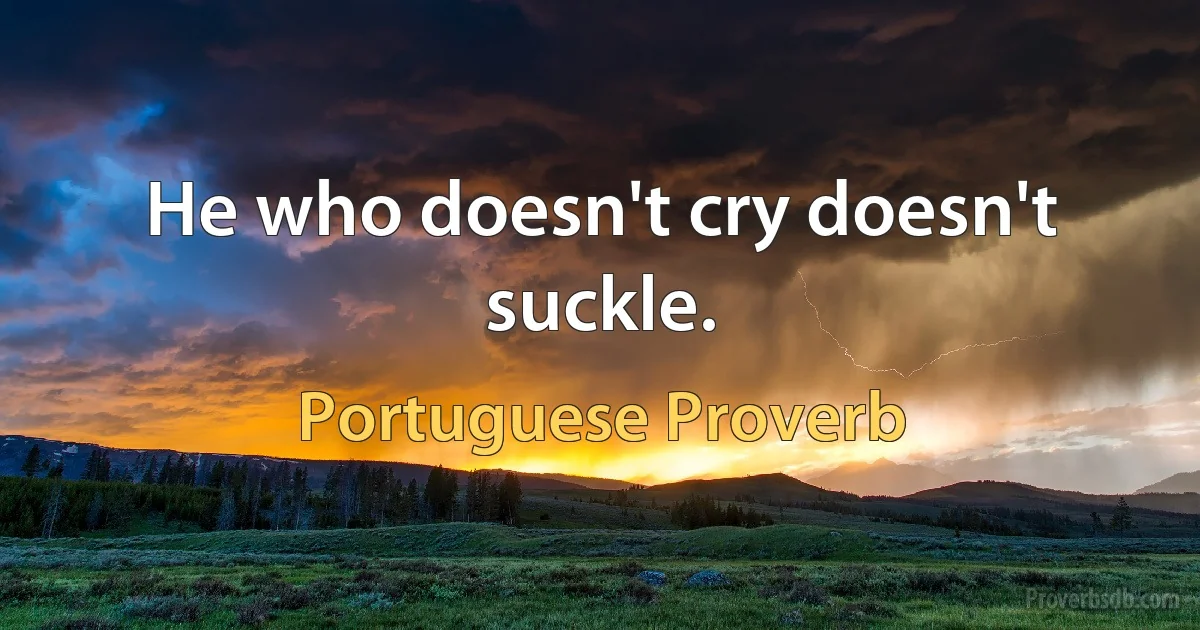 He who doesn't cry doesn't suckle. (Portuguese Proverb)