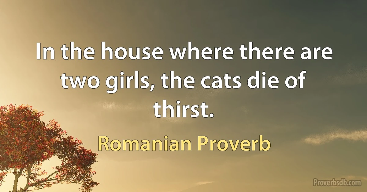 In the house where there are two girls, the cats die of thirst. (Romanian Proverb)