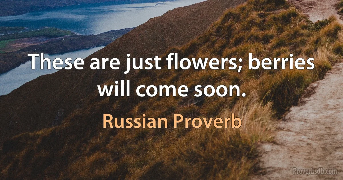 These are just flowers; berries will come soon. (Russian Proverb)