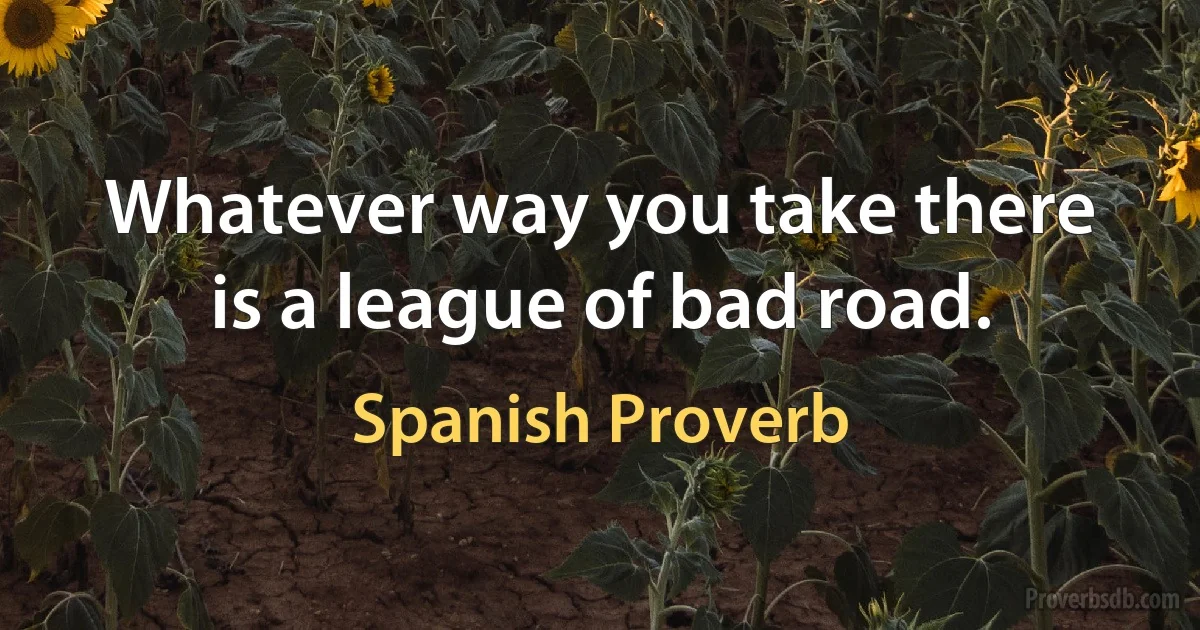 Whatever way you take there is a league of bad road. (Spanish Proverb)