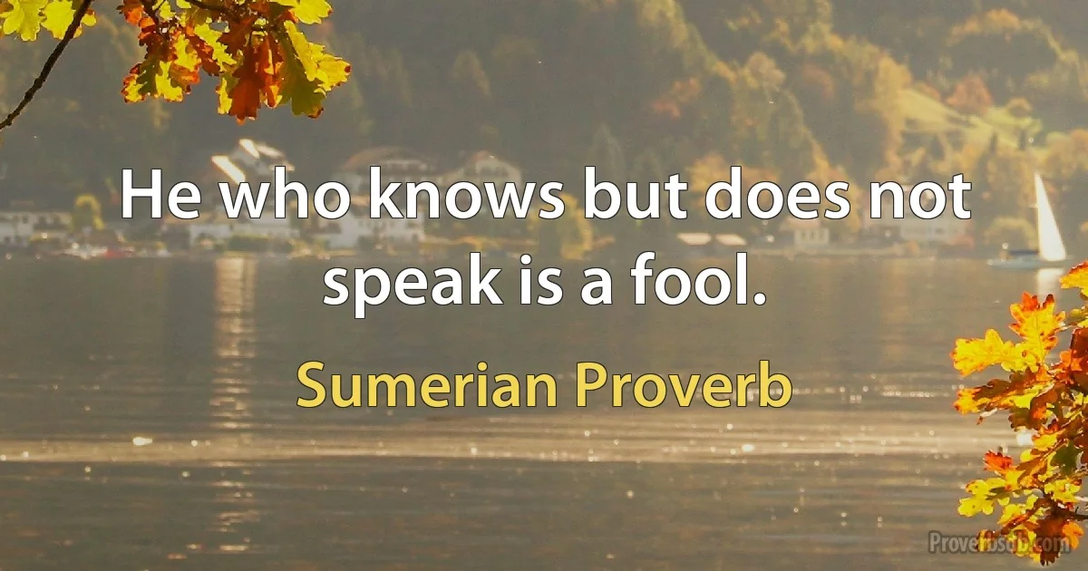 He who knows but does not speak is a fool. (Sumerian Proverb)