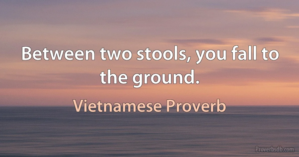 Between two stools, you fall to the ground. (Vietnamese Proverb)