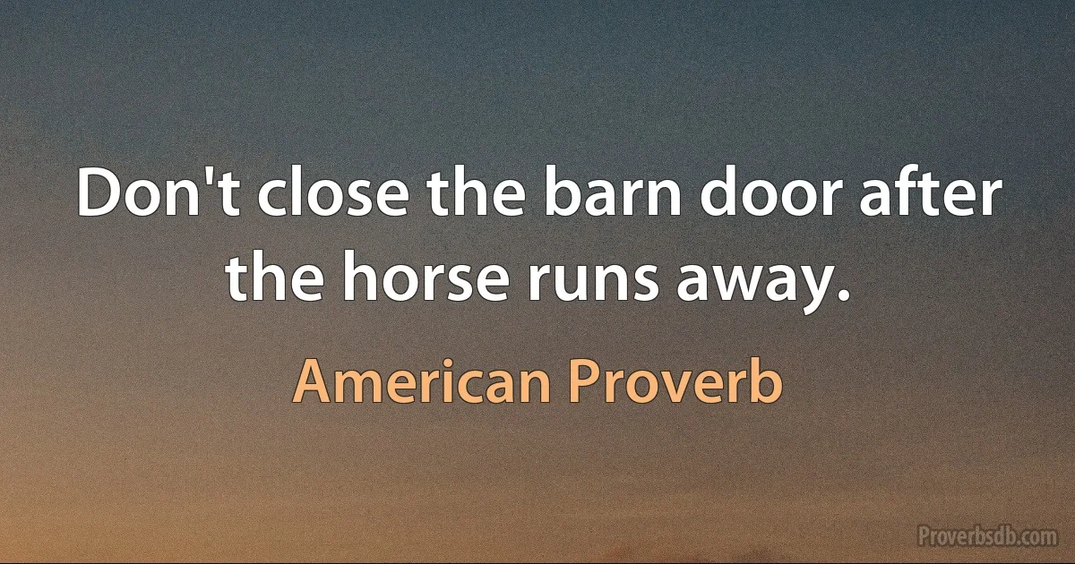 Don't close the barn door after the horse runs away. (American Proverb)