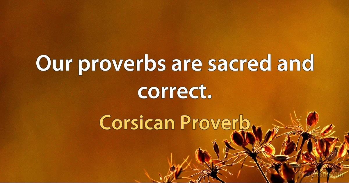 Our proverbs are sacred and correct. (Corsican Proverb)