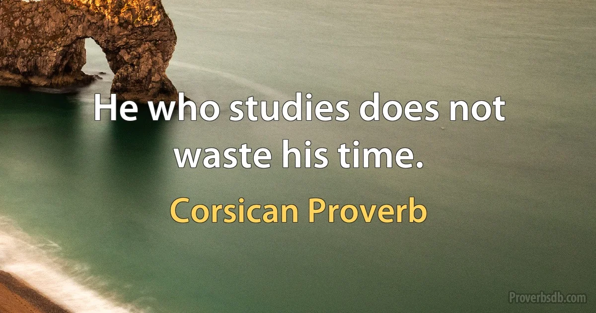 He who studies does not waste his time. (Corsican Proverb)