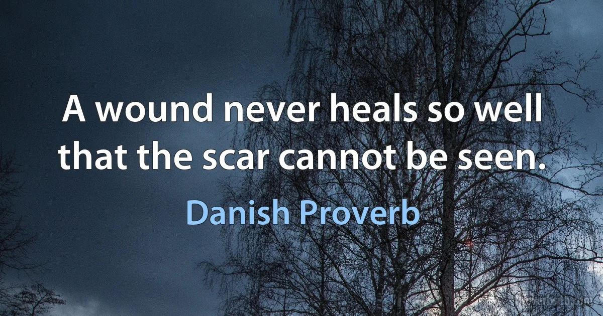 A wound never heals so well that the scar cannot be seen. (Danish Proverb)