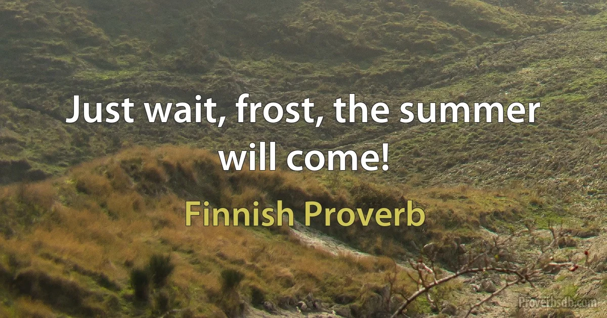 Just wait, frost, the summer will come! (Finnish Proverb)