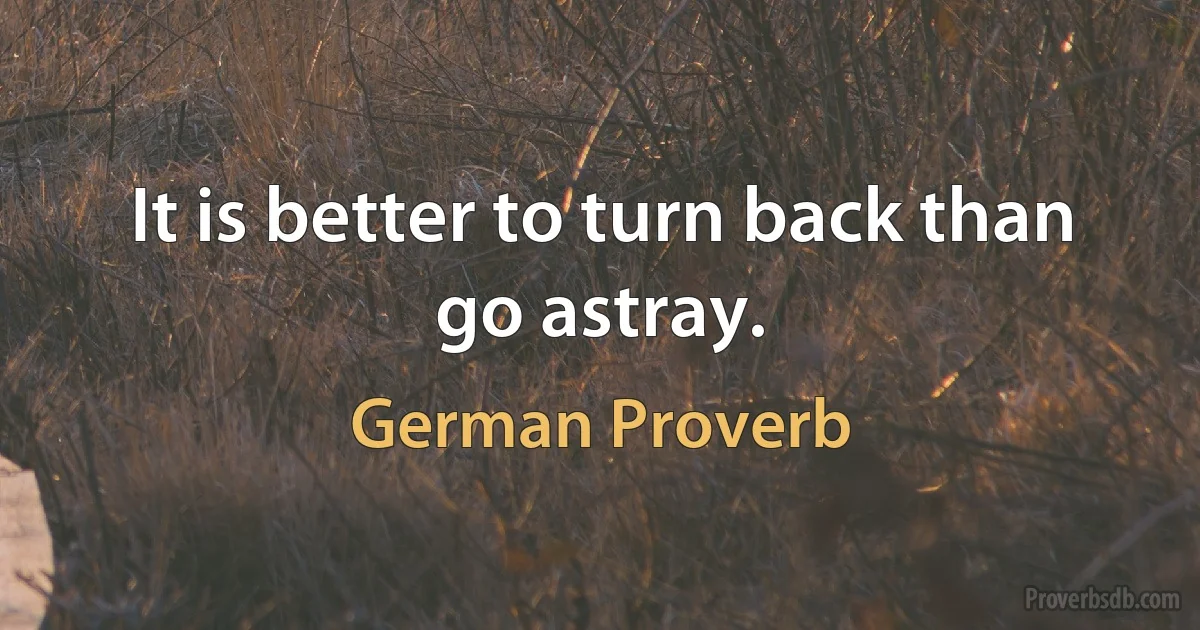 It is better to turn back than go astray. (German Proverb)