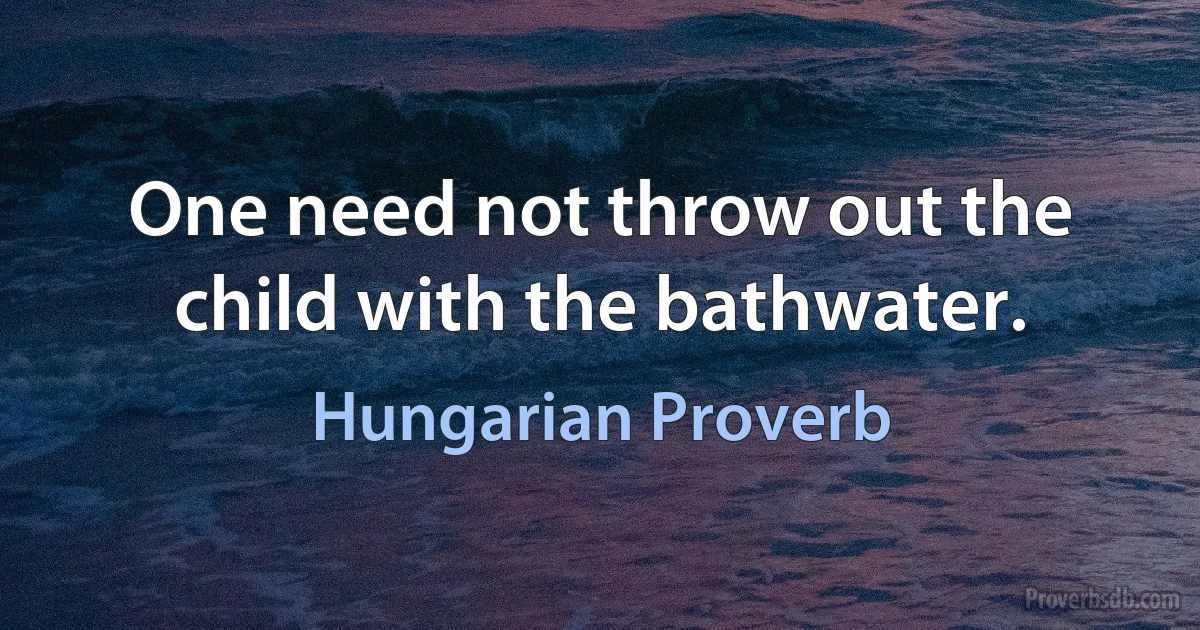 One need not throw out the child with the bathwater. (Hungarian Proverb)