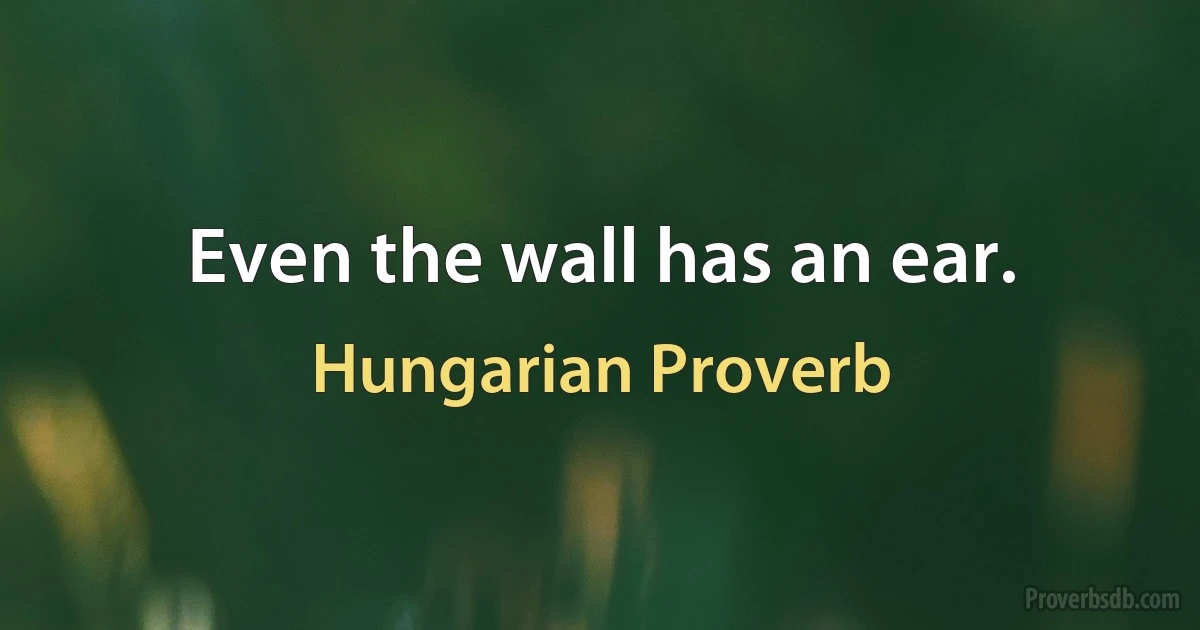 Even the wall has an ear. (Hungarian Proverb)