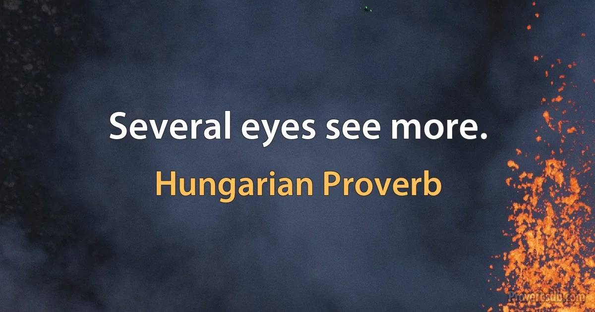 Several eyes see more. (Hungarian Proverb)