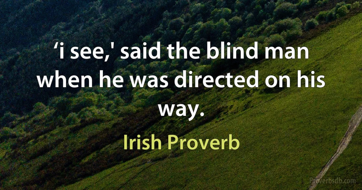 ‘i see,' said the blind man when he was directed on his way. (Irish Proverb)