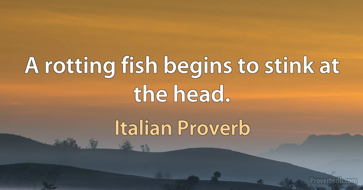 A rotting fish begins to stink at the head. (Italian Proverb)