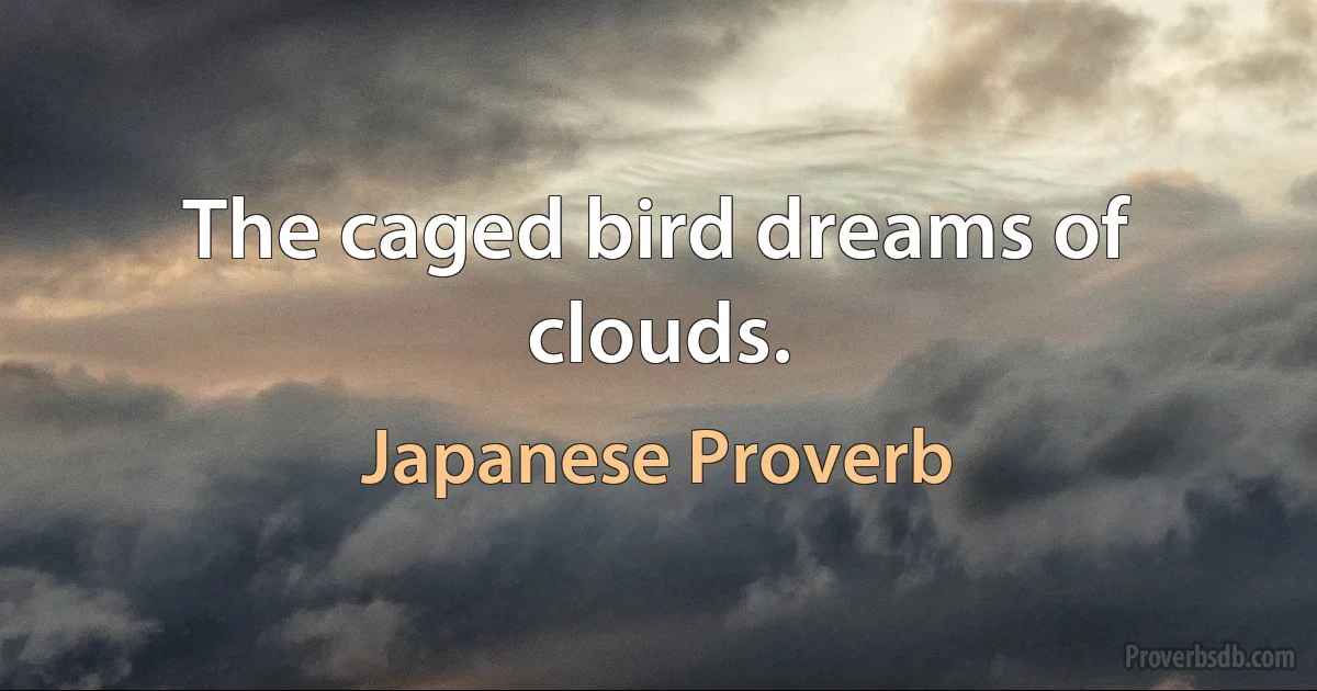 The caged bird dreams of clouds. (Japanese Proverb)