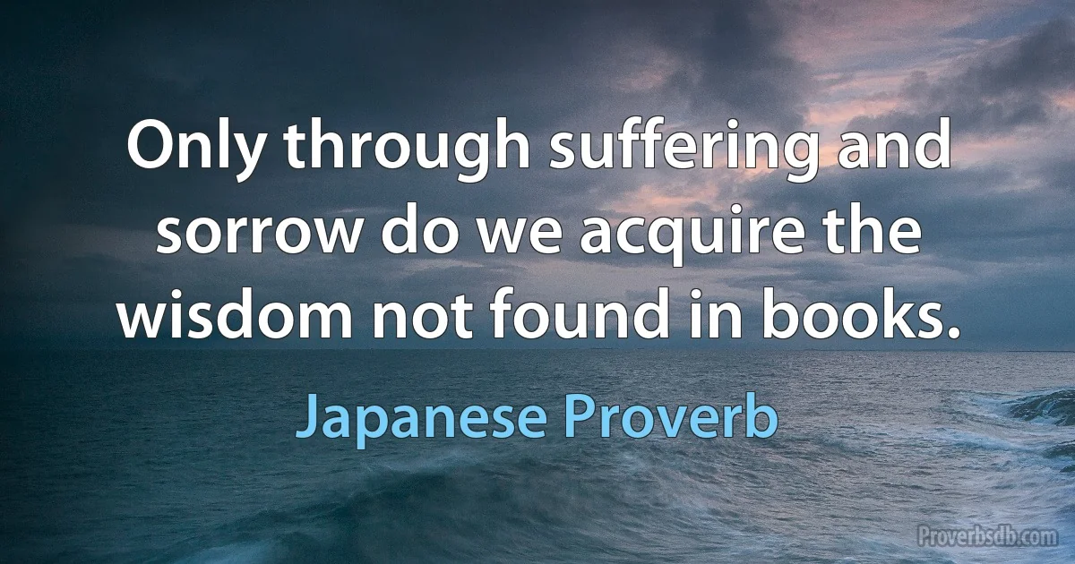 Only through suffering and sorrow do we acquire the wisdom not found in books. (Japanese Proverb)