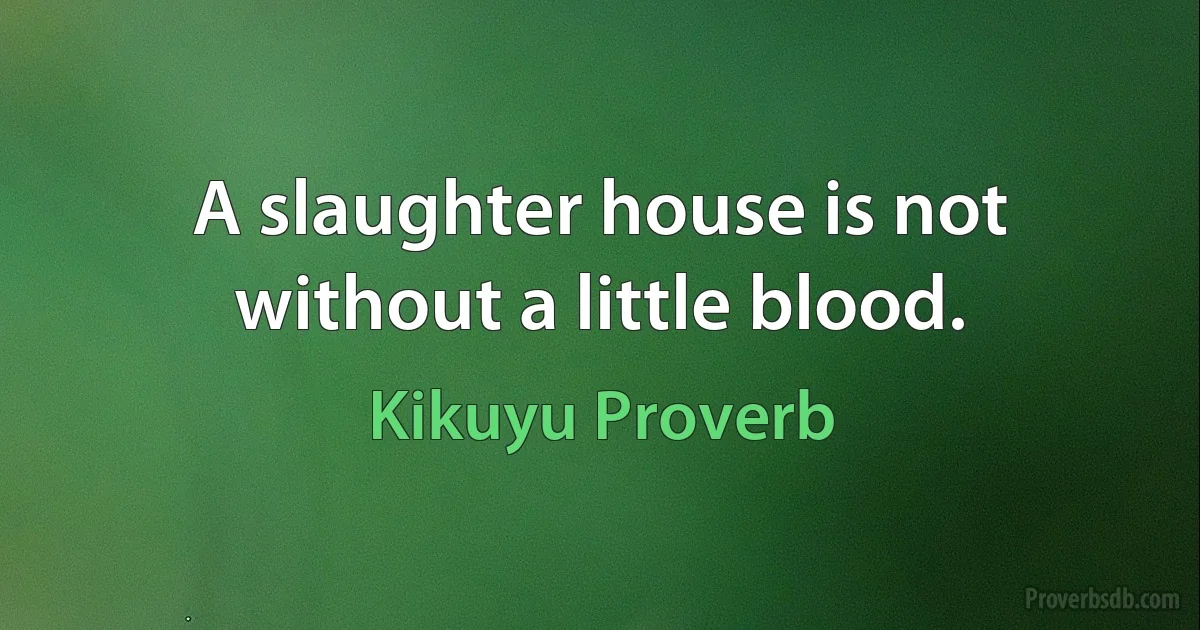 A slaughter house is not without a little blood. (Kikuyu Proverb)