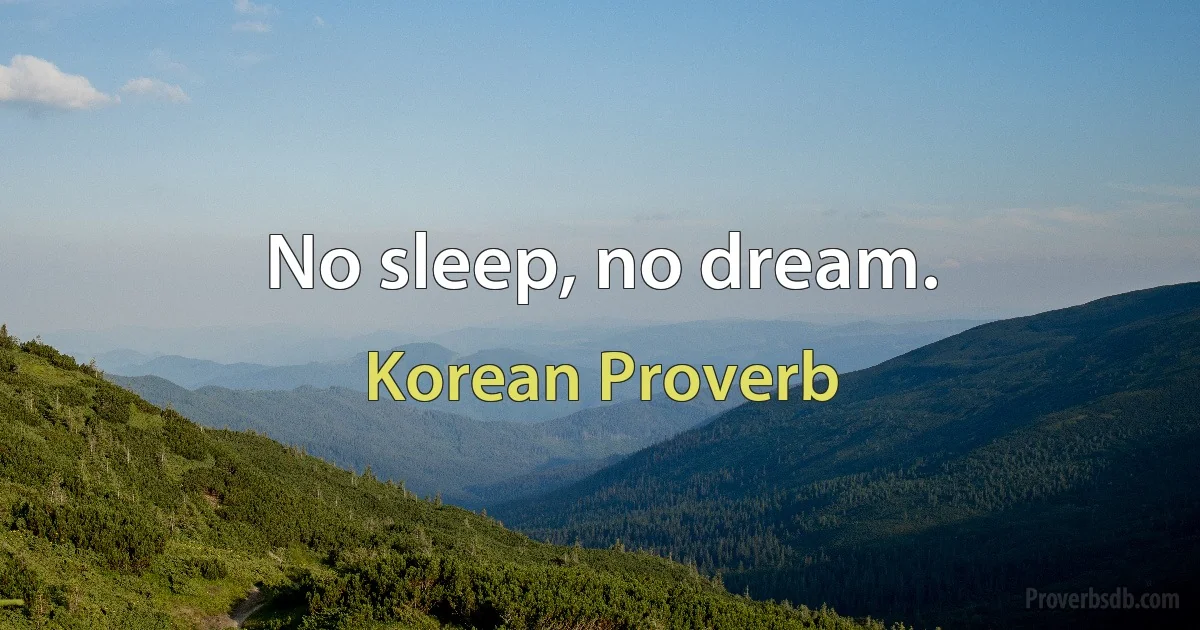 No sleep, no dream. (Korean Proverb)