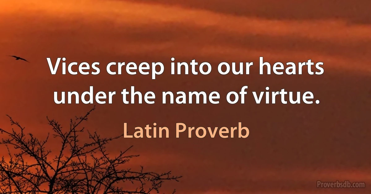 Vices creep into our hearts under the name of virtue. (Latin Proverb)