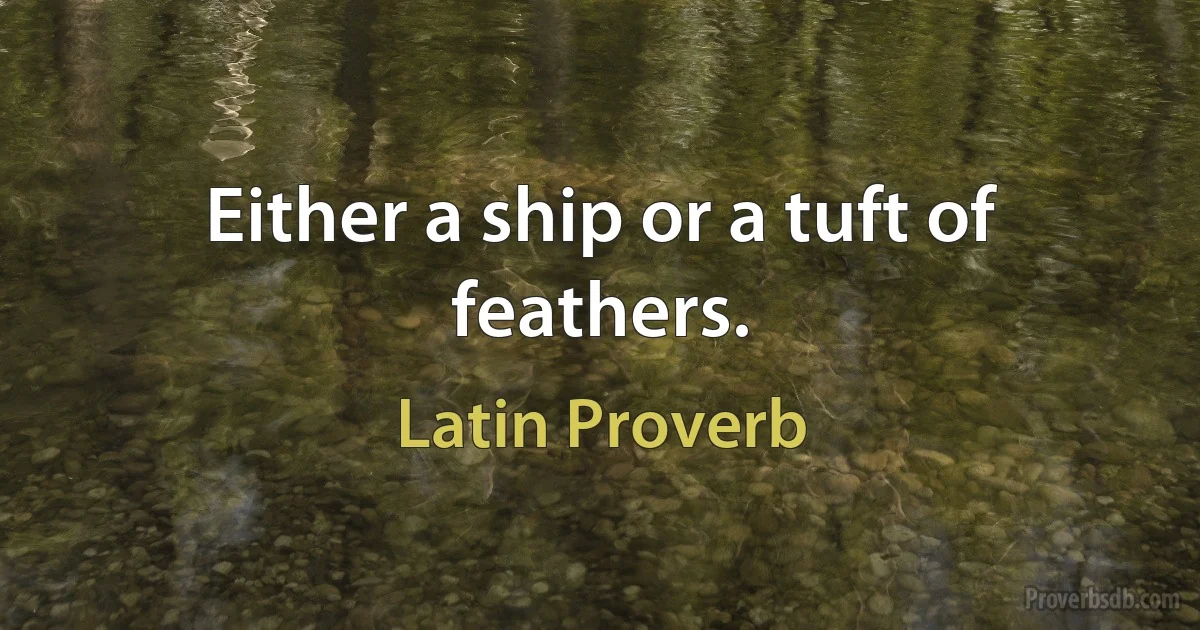 Either a ship or a tuft of feathers. (Latin Proverb)