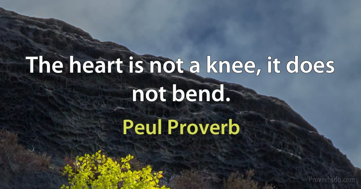 The heart is not a knee, it does not bend. (Peul Proverb)