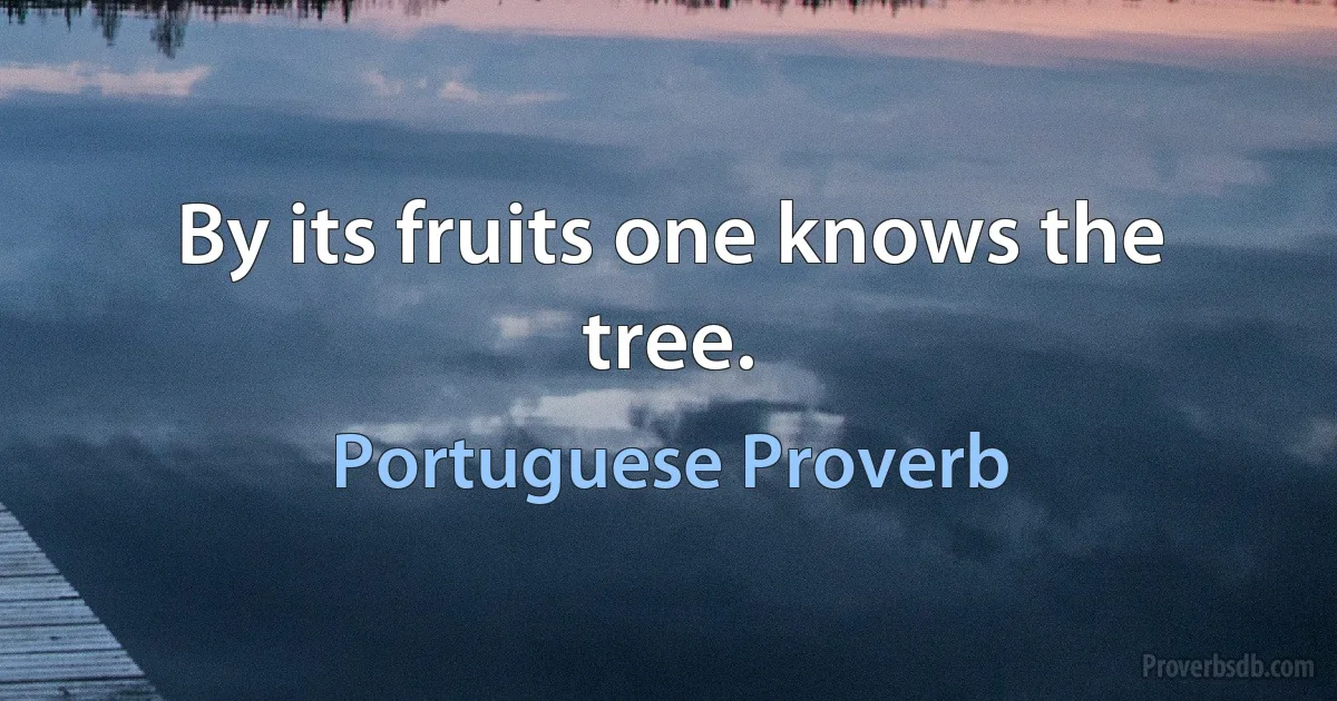 By its fruits one knows the tree. (Portuguese Proverb)