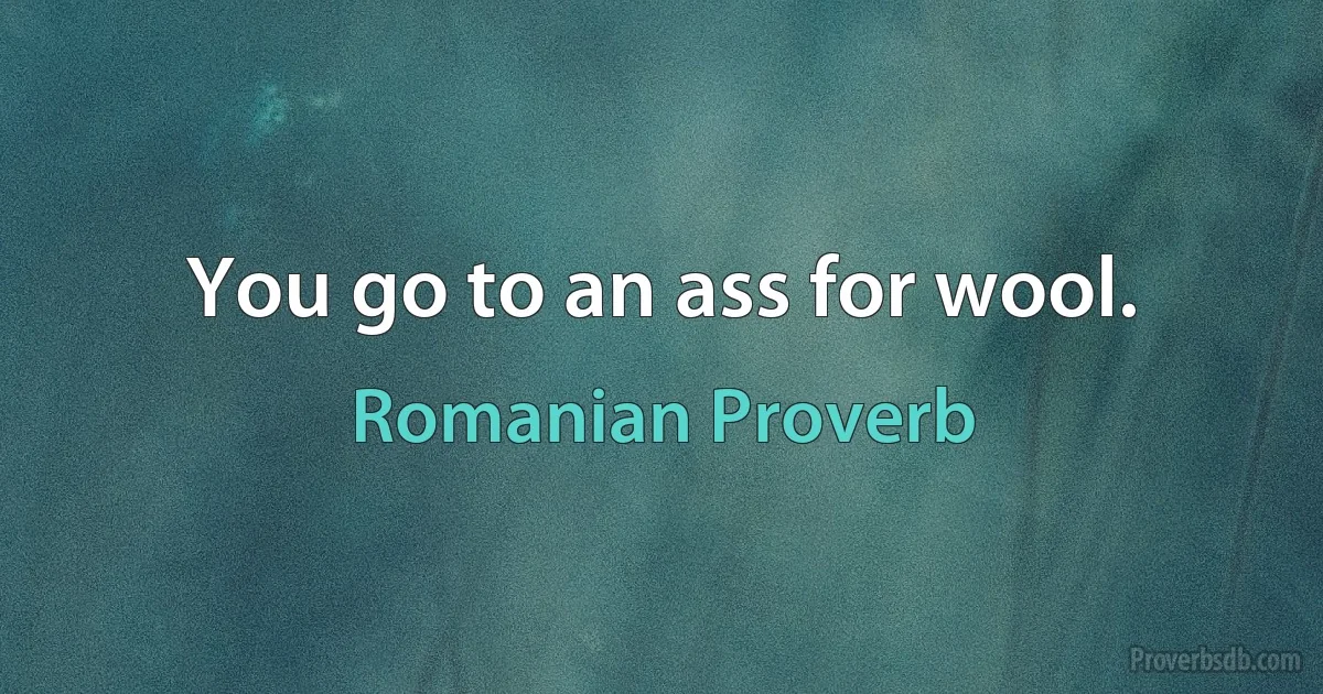 You go to an ass for wool. (Romanian Proverb)