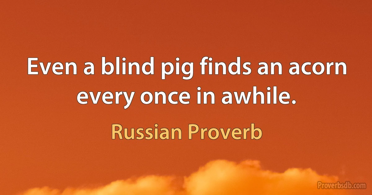 Even a blind pig finds an acorn every once in awhile. (Russian Proverb)