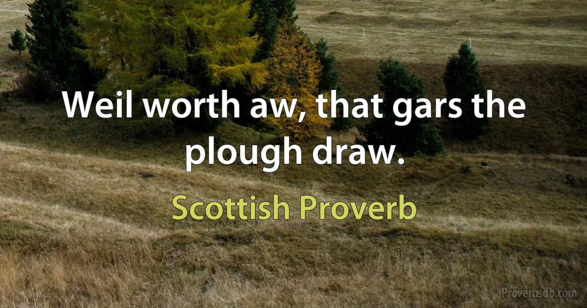 Weil worth aw, that gars the plough draw. (Scottish Proverb)