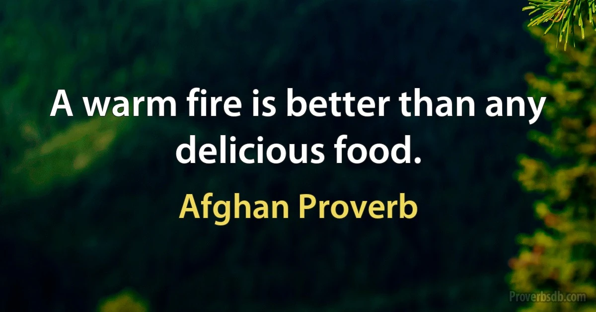 A warm fire is better than any delicious food. (Afghan Proverb)