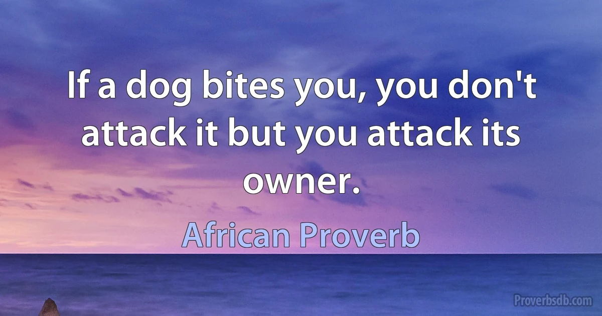 If a dog bites you, you don't attack it but you attack its owner. (African Proverb)