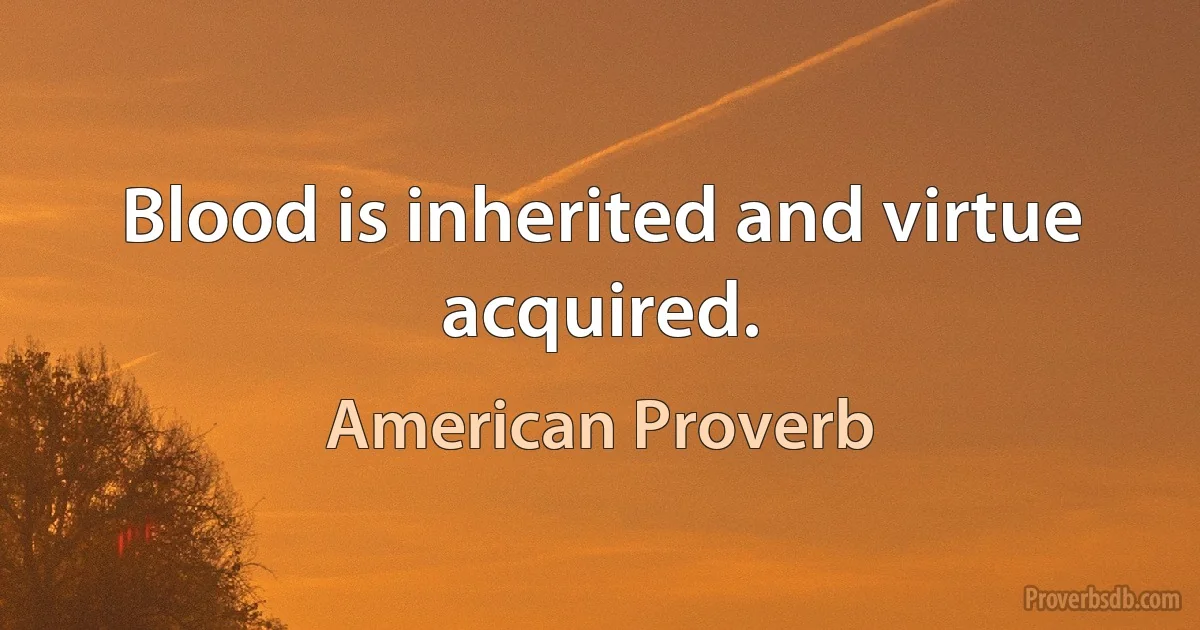 Blood is inherited and virtue acquired. (American Proverb)