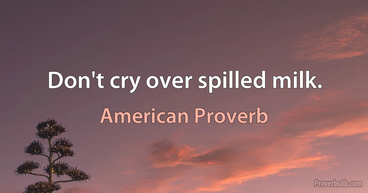 Don't cry over spilled milk. (American Proverb)