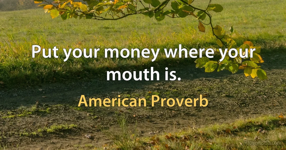 Put your money where your mouth is. (American Proverb)