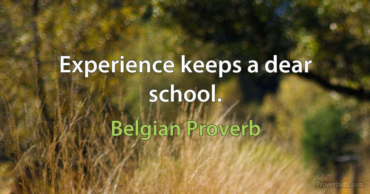 Experience keeps a dear school. (Belgian Proverb)