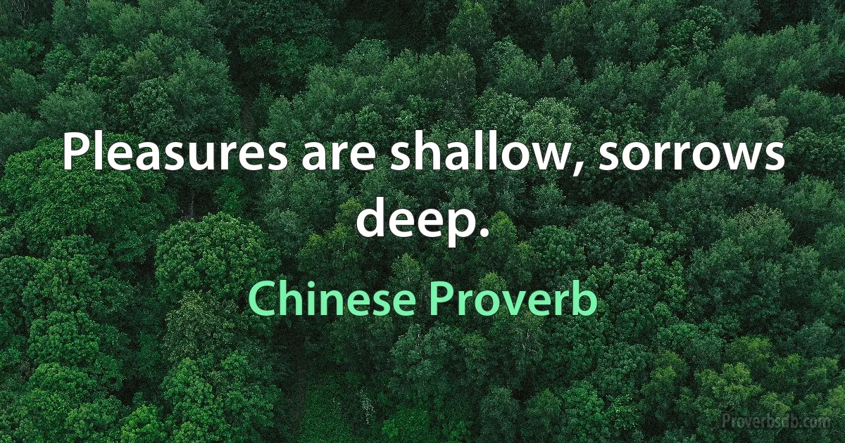 Pleasures are shallow, sorrows deep. (Chinese Proverb)