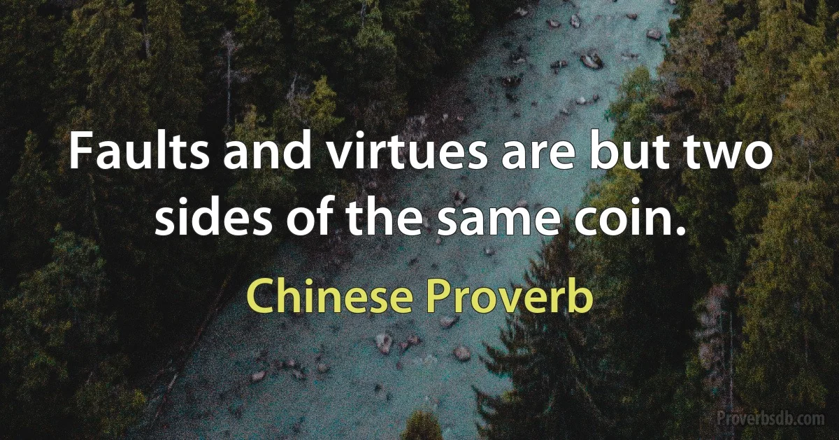 Faults and virtues are but two sides of the same coin. (Chinese Proverb)