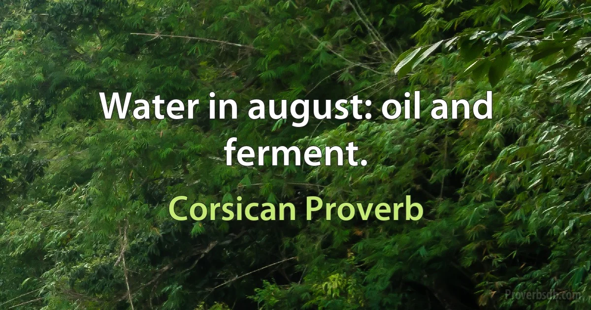 Water in august: oil and ferment. (Corsican Proverb)