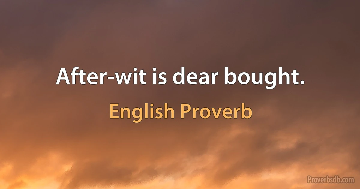 After-wit is dear bought. (English Proverb)